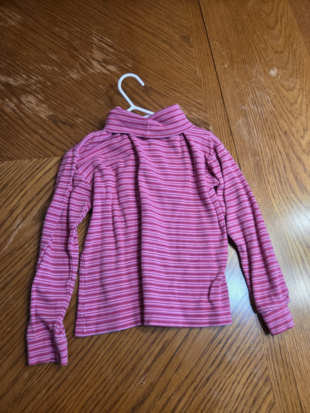 Kids Pink Striped Long-Sleeve Turtleneck Top